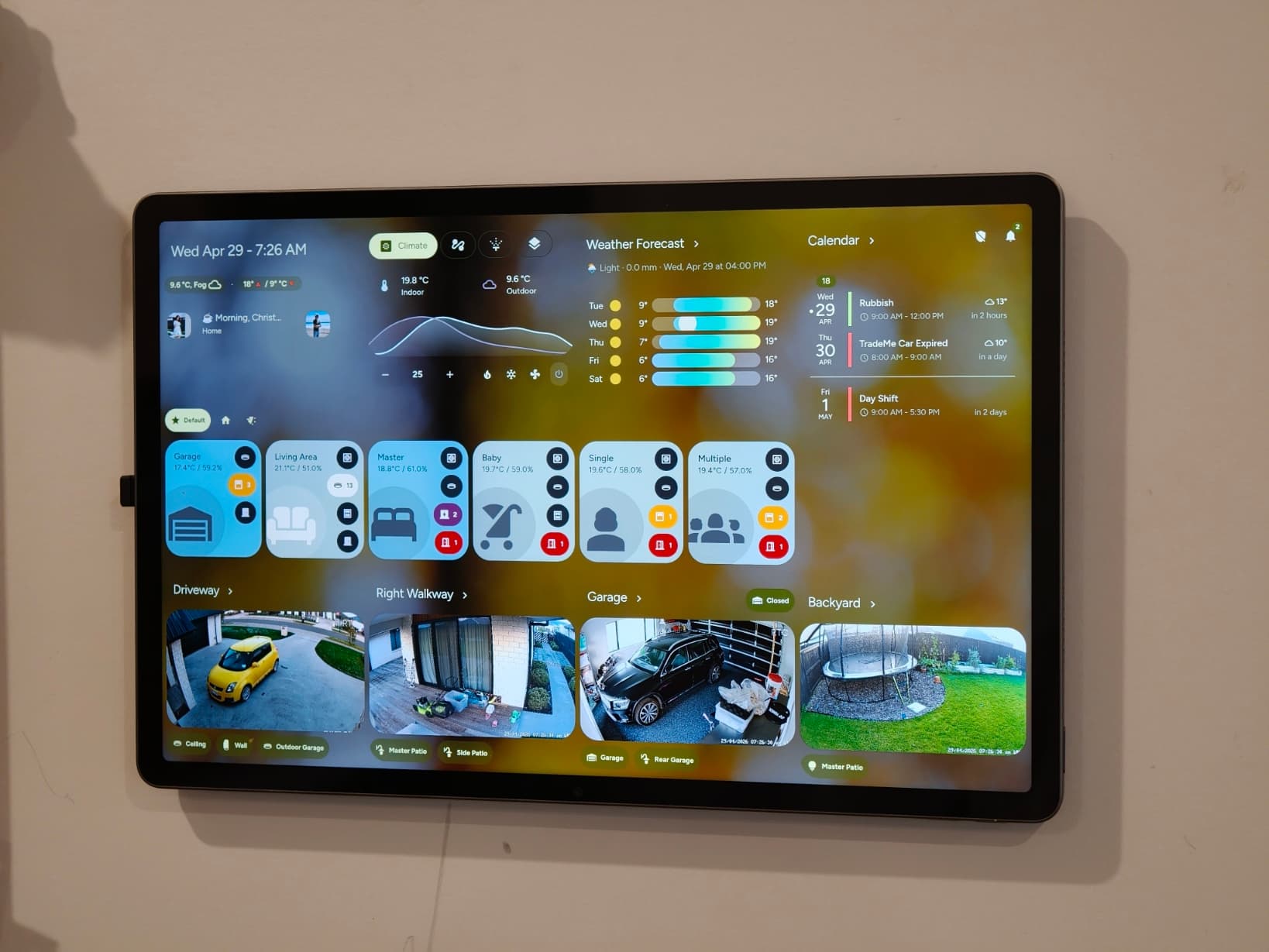 Smart home dashboard in kitchen display